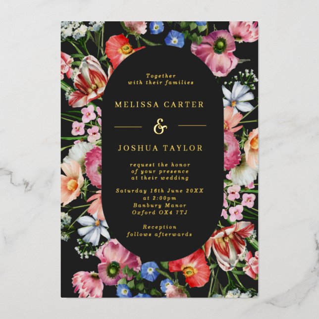 Moody Dutch Floral Burst Frame Wedding Gold (Front)