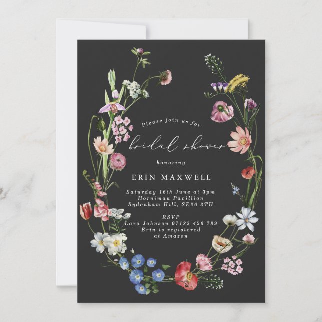Moody Dutch Floral Wreath Bridal Shower Invitation (Front)