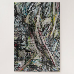 Moody Dynamic Modern Monochrome Abstract Jigsaw Puzzle