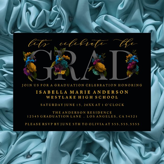 MOODY ELEGANT FLORAL GRADUATION PARTY INVITATION (Creator Uploaded)