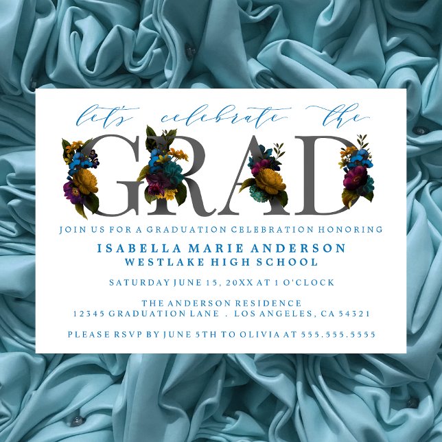 MOODY ELEGANT FLORAL GRADUATION PARTY INVITATION (Creator Uploaded)