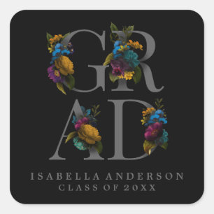 MOODY ELEGANT FLORAL GRADUATION STICKER