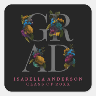 MOODY ELEGANT FLORAL GRADUATION STICKER