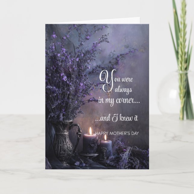Moody, Elegant Mother's Day Lavender Dark Floral  Card (Front)