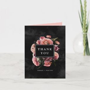 Moody Elegant Pink Floral Bouquet Thank You Card