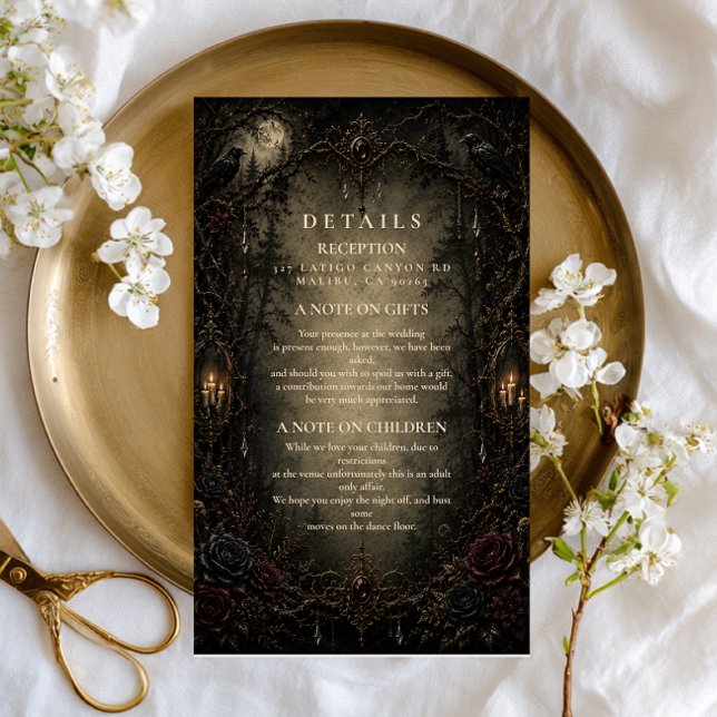 Moody Enchanted Goth Forest Wedding Enclosure Card (Creator Uploaded)
