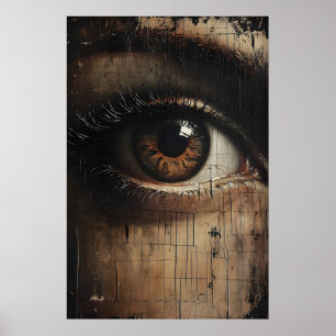 Moody Eye Floral Print, Gothic Cottagecore Wall Poster