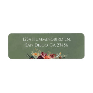 Moody Fall Floral Bouquet Return Address Label