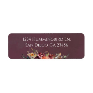 Moody Fall Floral Bouquet Return Address Label