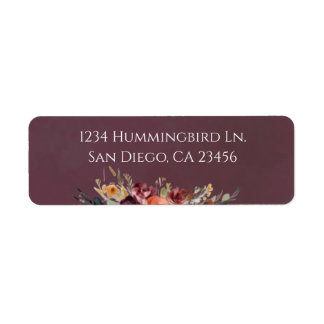 Moody Fall Floral Bouquet Return Address Label