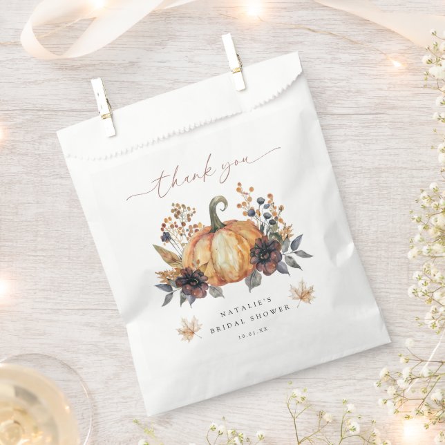 Moody Fall Floral Bridal Shower Favour Bags (Clipped)
