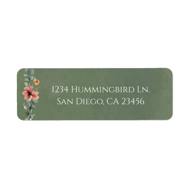 Moody Fall Floral Garland Return Address Label (Front)