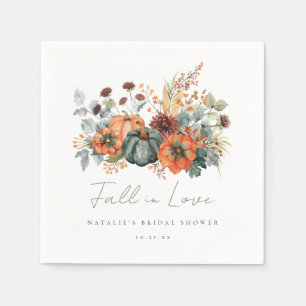 Moody Fall Floral Pumpkin Bridal Shower Napkin