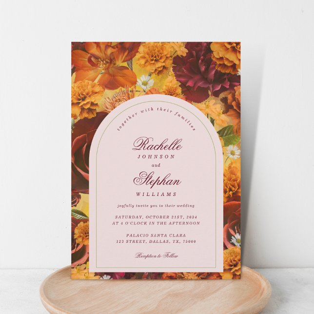 Moody Fall Floral QR Code All in One Wedding Invitation (Creator Uploaded)