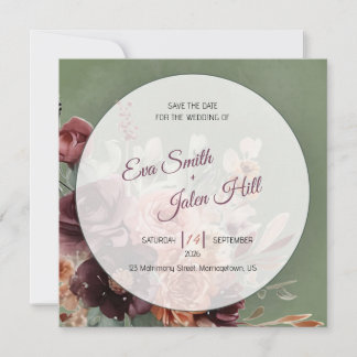 Moody Fall Floral Save the Date Card