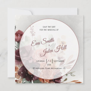 Moody Fall Floral Save the Date Card