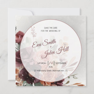 Moody Fall Floral Save the Date Card