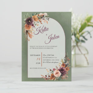 Moody Fall Floral Wedding Invitation