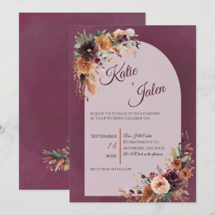 Moody Fall Floral Wedding Invitation