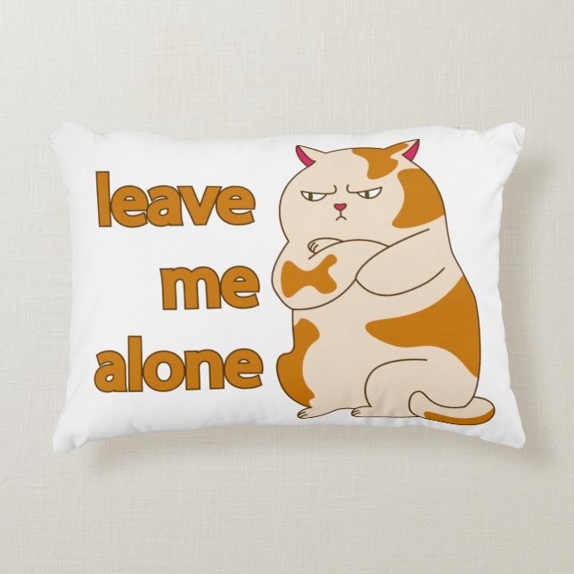 Moody fat cat leave me alone decorative cushion (Front)