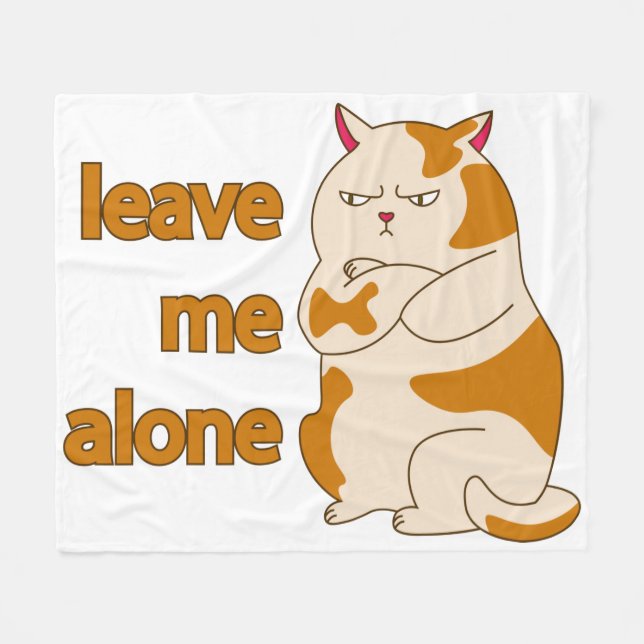 Moody fat cat leave me alone fleece blanket (Front (Horizontal))