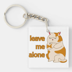 Moody fat cat leave me alone key ring