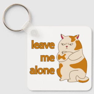 Moody fat cat leave me alone key ring