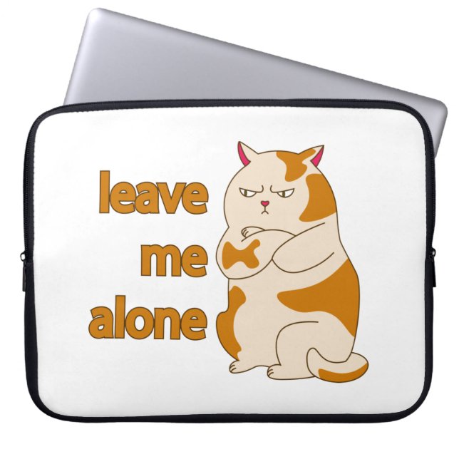 Moody fat cat leave me alone   laptop sleeve (Front)