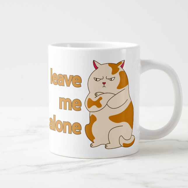 Moody fat cat leave me alone  large coffee mug (Right)