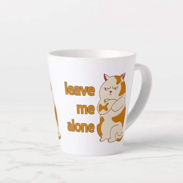 Moody fat cat leave me alone  latte mug (Right Angle)