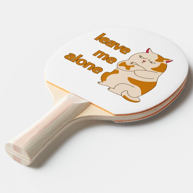 Moody fat cat leave me alone ping pong paddle (Front Angle)
