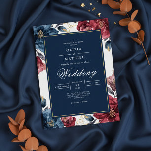 Moody Floral Arch Flourish Wedding Invitation