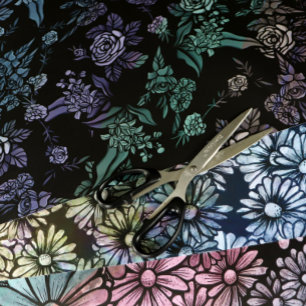 Moody Floral Art Nature Witch Purple Moods Flowers Wrapping Paper Sheet