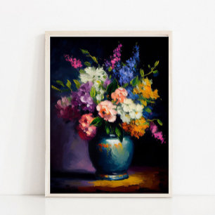 Moody Floral Art, Timeless Vintage Baroque Moody Poster