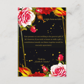 Moody Floral Black & Gold Wedding Wishing Well Car Enclosure Card