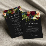 Moody Floral Black Gothic Wedding Welcome Bag card<br><div class="desc">Moody Burgundy Floral Wedding Collection, a captivating fusion of deep, rich hues. With options in navy blue, emerald, and gothic black variations, this collection perfectly matches any jewel-toned wedding theme. From enchanting invitations to coordinated stationery, our designs capture the essence of romance and drama. Elevate your wedding day with the...</div>