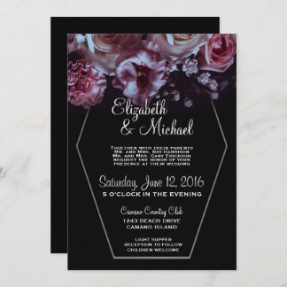 Moody Floral & Black Wedding With Silver Invitation