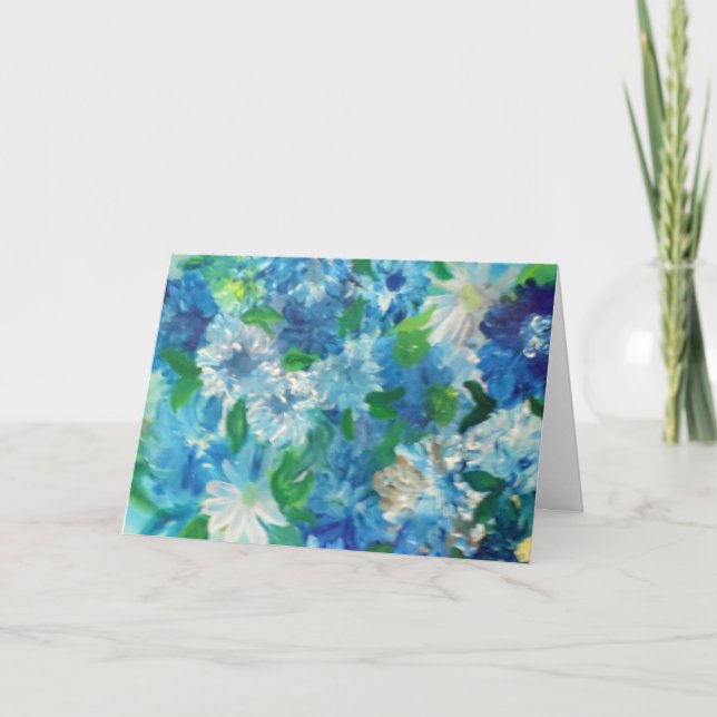 Moody Floral Blues (blank inside) Card (Front)
