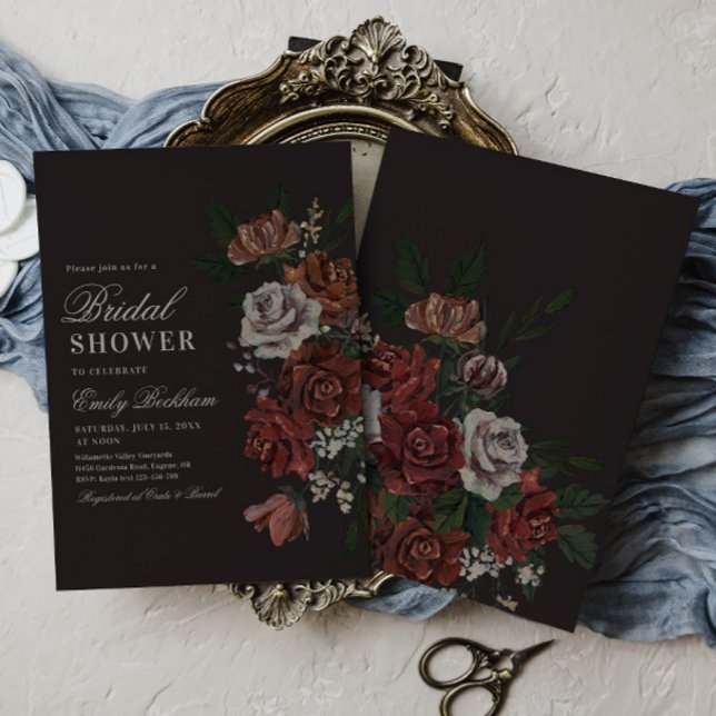 Moody Floral Bridal Shower Invitation (Creator Uploaded)