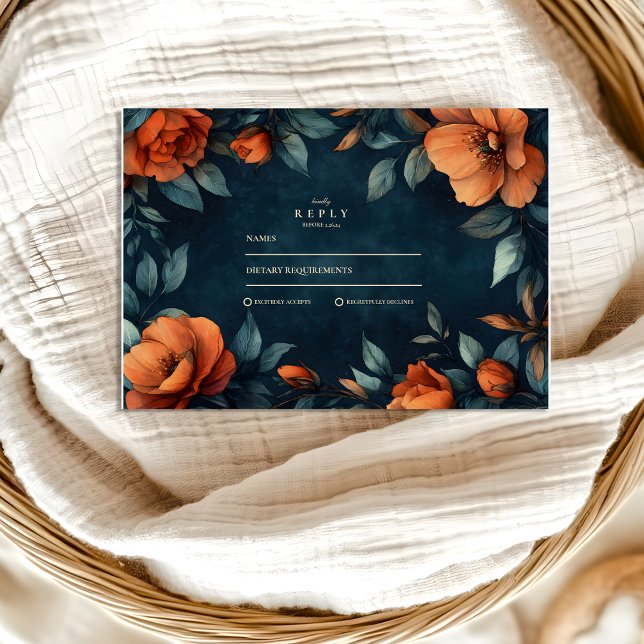 Moody Floral Gothic RSVP Card (Creator Uploaded)