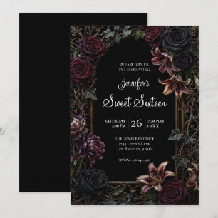 Moody Floral Gothic Sweet 16 Invitation
