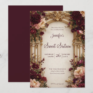 Moody Floral Gothic Sweet 16 Invitation