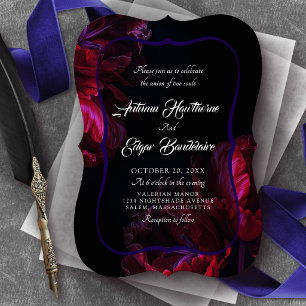 Moody Floral Gothic Wedding Invitation