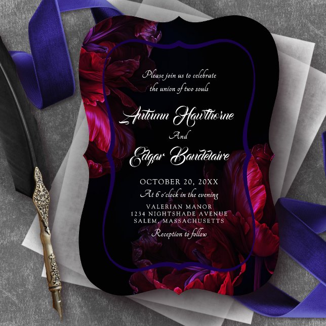 Moody Floral Gothic Wedding Invitation (Creator Uploaded)