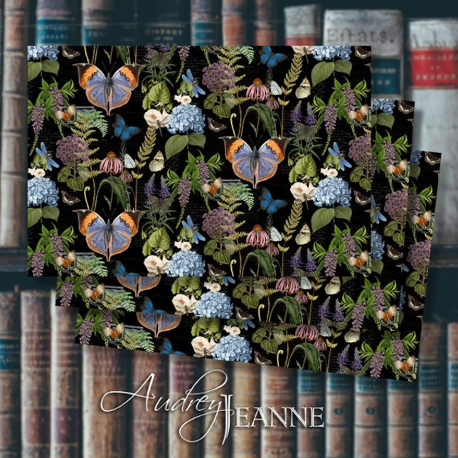 Moody Floral Meadow Butterfly Ephemera Decoupage Tissue Paper (Creator Uploaded)