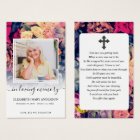 Moody Floral Photo Sympathy Funeral Prayer Card
