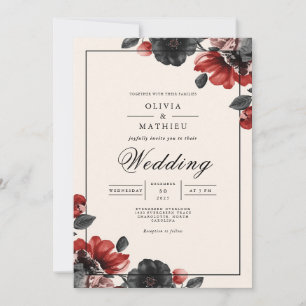 Moody Floral Romantic Wedding Invitation