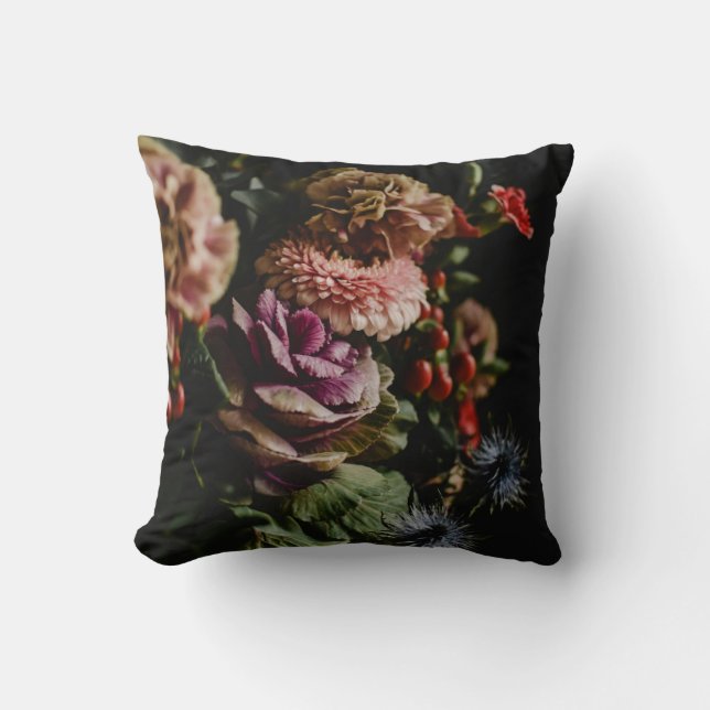 Moody Floral Throw Pillow (Front)