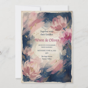 Moody Floral Watercolor Wedding Invitation