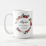 Moody Floral Watercolor Wreath Bridesmaid Coffee Mug<br><div class="desc">Our elegant and moody watercolor floral bridesmaid coffee mug is a perfect gift to give to your bridesmaid. The design features our hand-drawn watercolor florals in a beautiful rustic and moody colour palette. Blush pinks, deep majestic with accents of olive green, deep purples and vivid emerald greens to create this...</div>